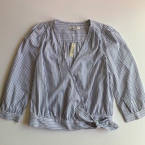 Madewell Stripe V-Neck 3/4 Sleeve Blouse
